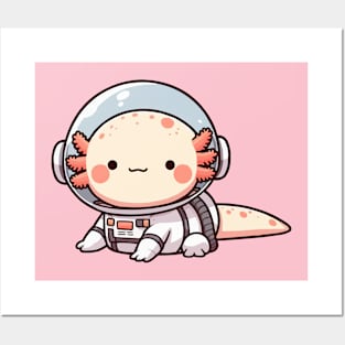 cute axolotl astronaut Posters and Art